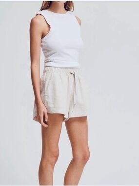 Venroy High Waisted Linen Lounge Shorts small